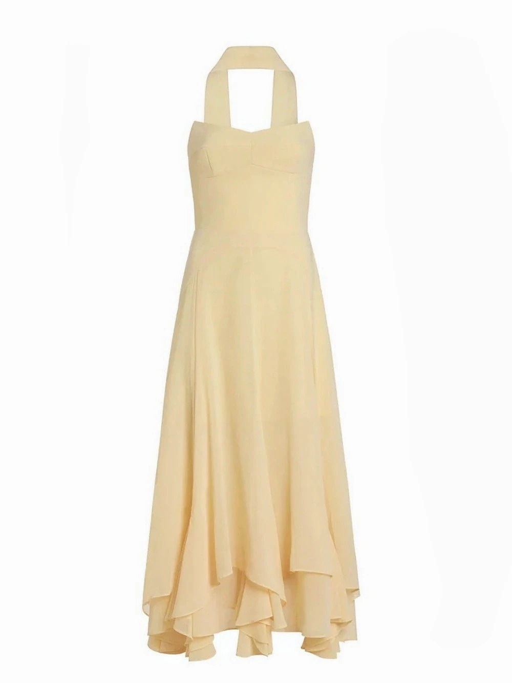 Amanda Uprichard Monterey Dress with Scarf Midi Dress in Yellow